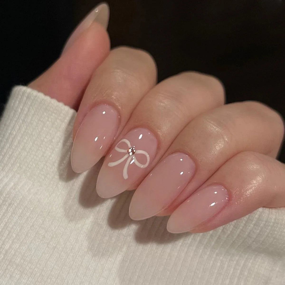 24pcs Pink Korean Style Press On Nails