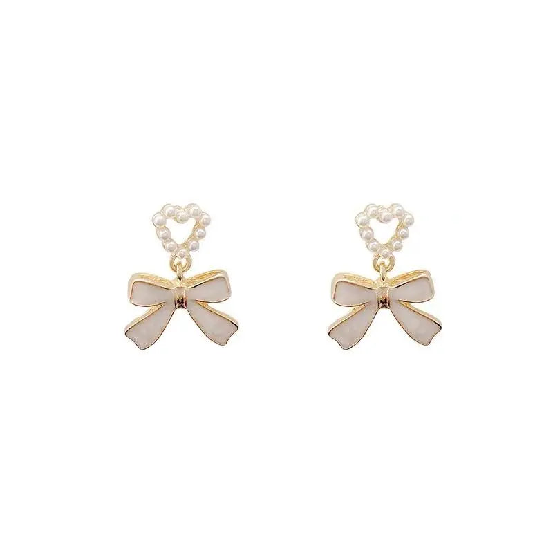 Sweet Imitation Pearl Bow Earings