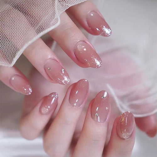 24pcs Pink Korean Style Press On Nails