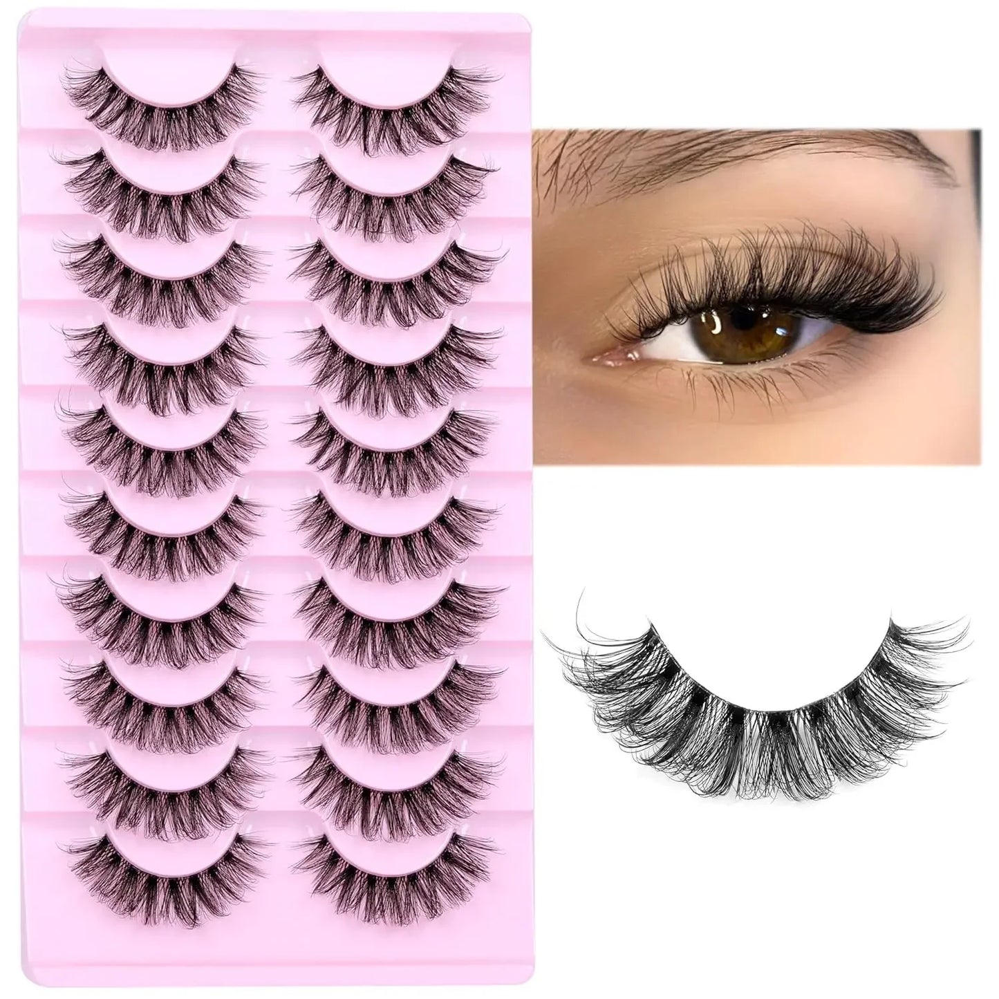 10 Pairs Natural Wispy Lashes