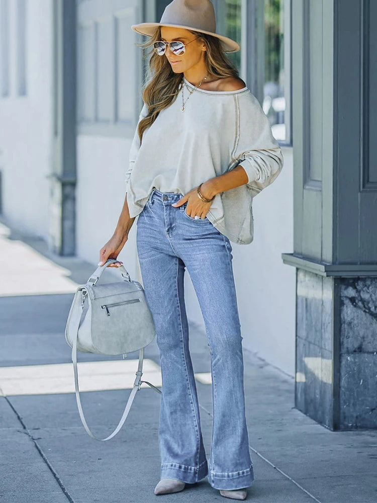 Flared Denim Trousers