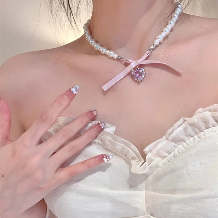 Cross Imitation Pearl Necklace