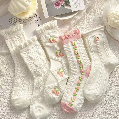 5 Pair Floral Socks