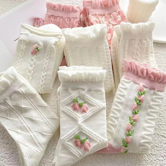 5 Pair Floral Socks